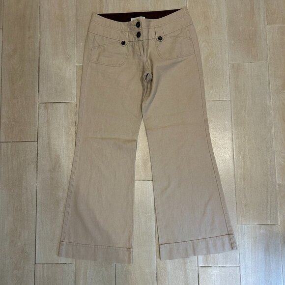 Juniors Womens Charlotte Russe Linen Cotton Low-Rise Flat Front Flared Pants 7 - Picture 5 of 11